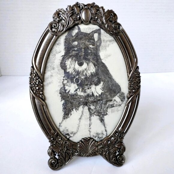 Miniature Schnauzer Artist Signed Charcoal & Pencil Framed Original Art Drawing - Picture 1 of 8